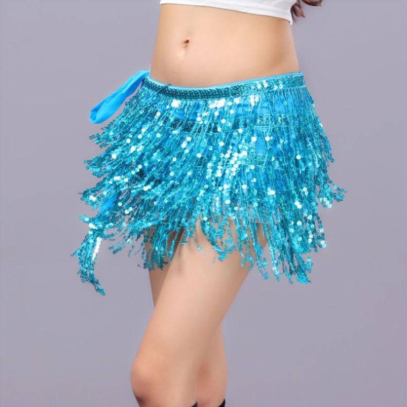 Belly dance hip scarf dance performance sequins lower half body skirt practicing work, hip skirt, performance wrap skirt Indian dance waist chain