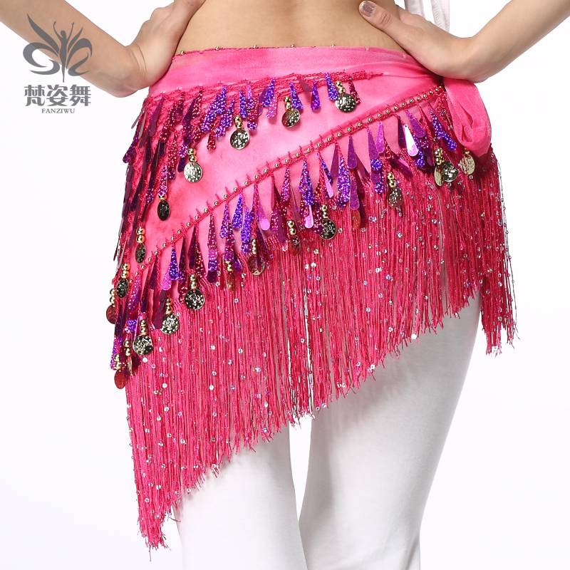 Brahma Dance 2023 new belly dance waist chain clothing glitter slice flowing Suzu hip scarf waist scarf Latin dance waist scarf