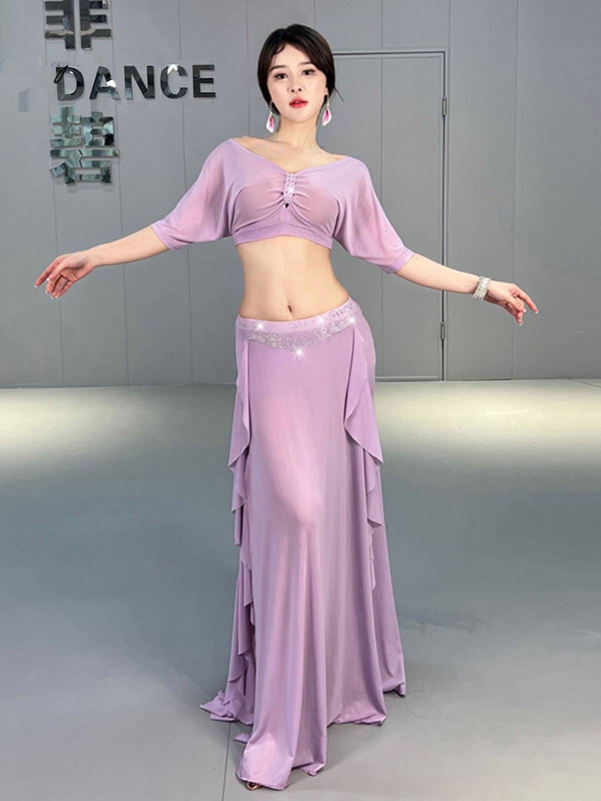 Belly Dance Clothing Female 2024 New Set Gauze Sexy Watch Performance Set Oriental Dance Practice Set Summer