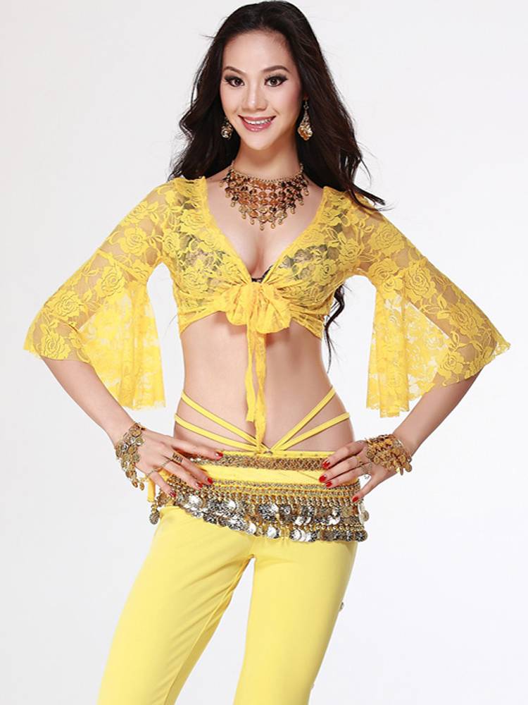 Elegant lace butterfly sleeve belly dance female beginner, an Oriental dance exercise, adult dance top