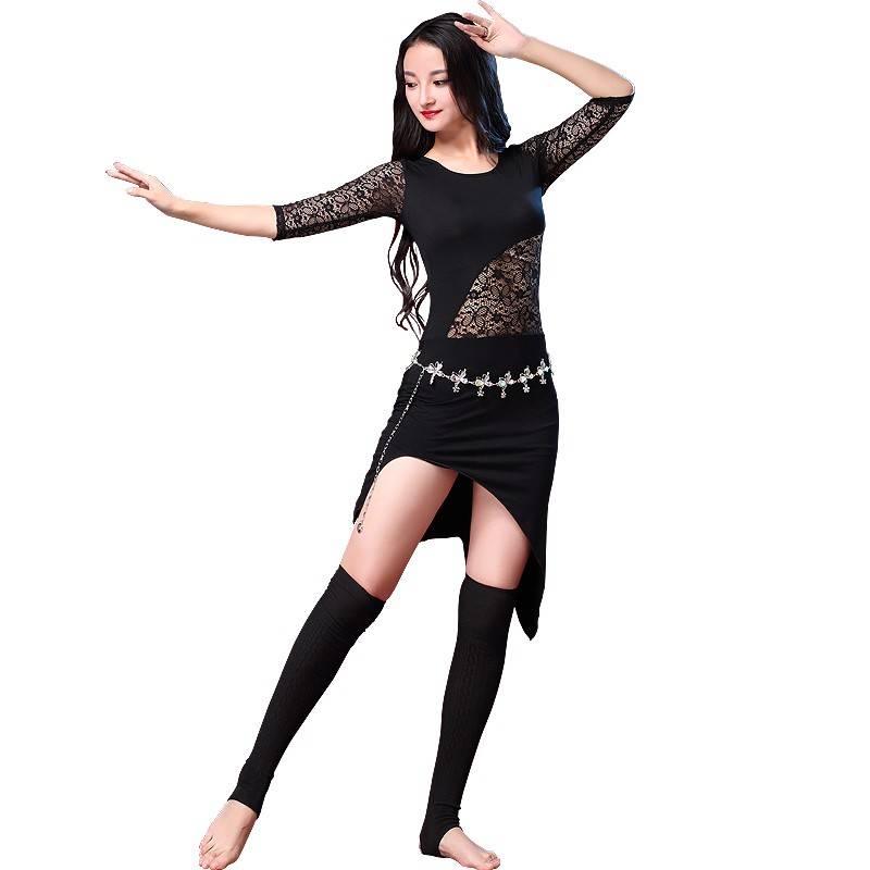 Sister Zicai Belly Dance Practice Clothing New Scholars Female Girls' sexy dress set Broken code Clear