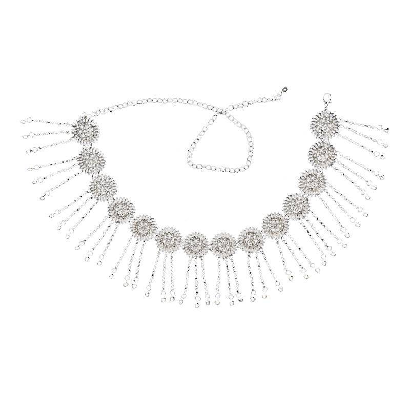 Belly dance waist chain new rhinestone crystal beginner versatile waist chain water soldier dance high -end decoration