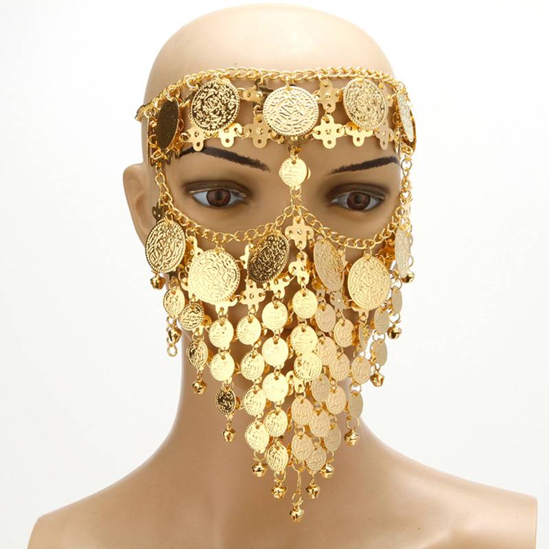 Belly dance metal veil stage nightclub mask Indian dance mask Western style head jewelry first female covered face