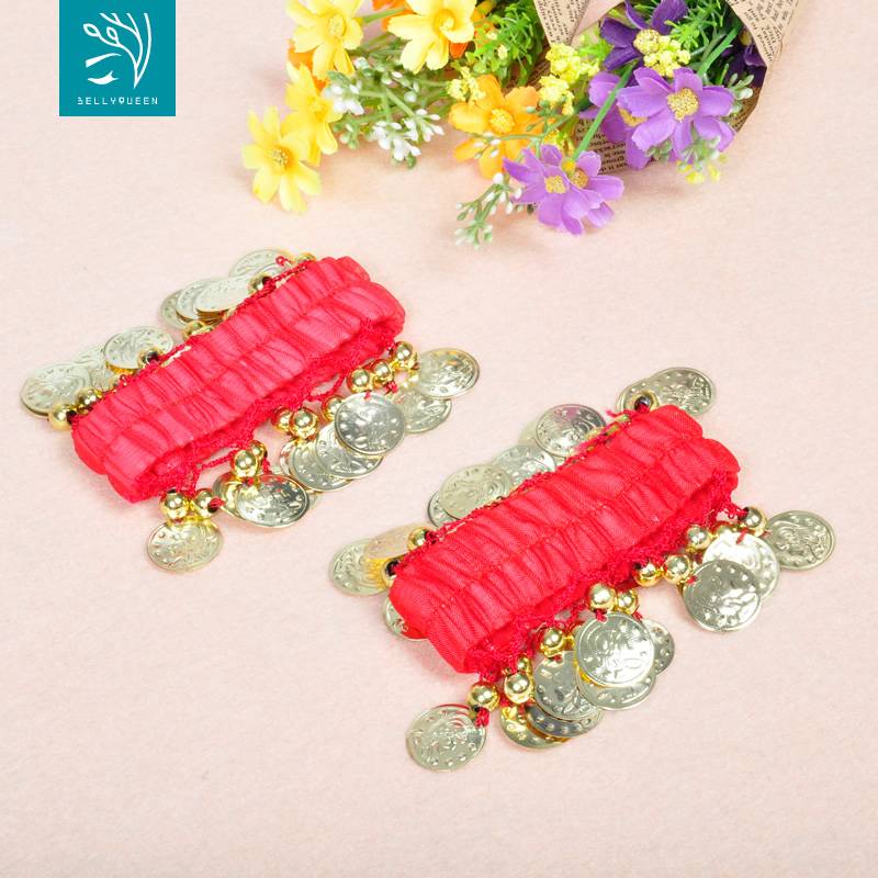 Dance -Niang chiffon hanging coin bracelet belly dance chiffon sequin coin bracelet belly dance bracelet handicraft jewelry