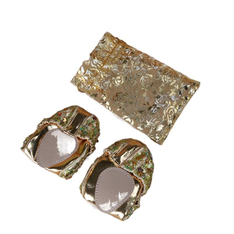 New belly dance shoes soft bottom Indian dance shoe watch performance exercises special shoes size sequin flat shoes