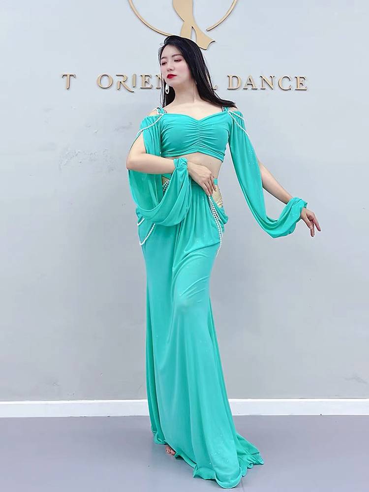 2020 new autumn belly dance exercise clothes Oriental dance long skirt practice service elegant set female sexy court style