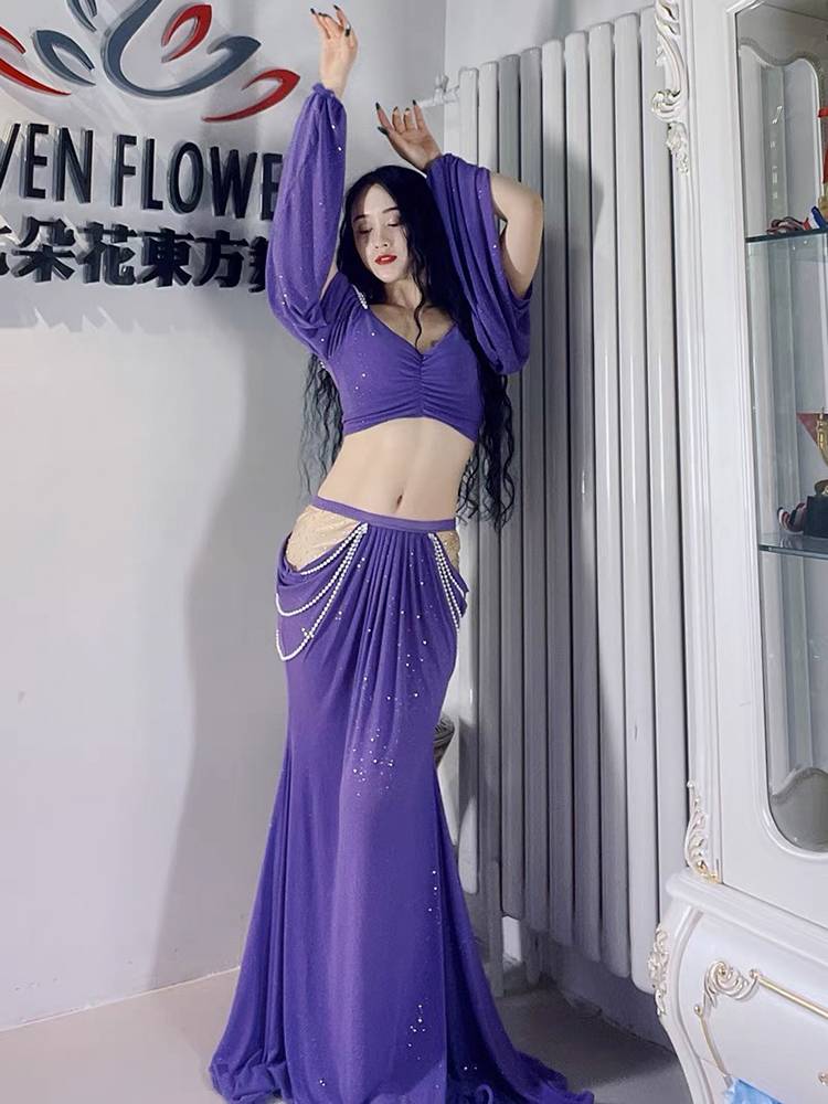 2020 new autumn belly dance exercise clothes Oriental dance long skirt practice service elegant set female sexy court style