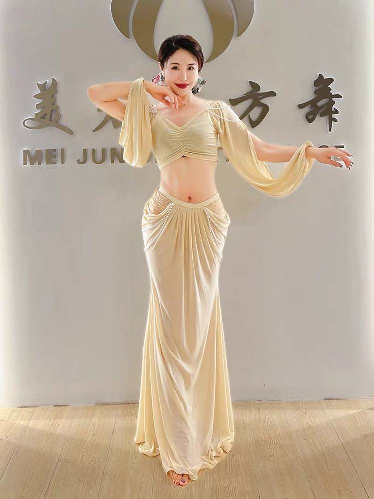 2020 new autumn belly dance exercise clothes Oriental dance long skirt practice service elegant set female sexy court style