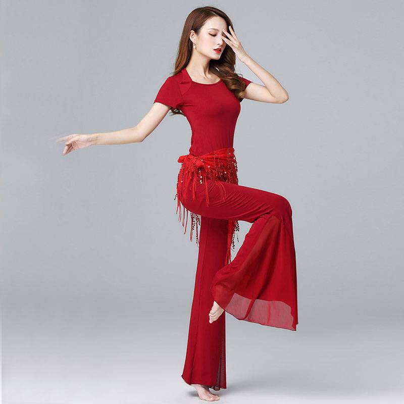 Belly dance clothing women's body training set Fresh pants Oriental dance exercise service belly dance performance service elegant spring