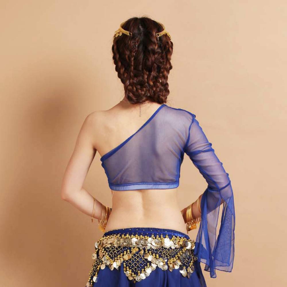 2023 new belly dance Indian dance exercise in Indian dance exercise on the shoulder rhinestone top belly dance practice top new