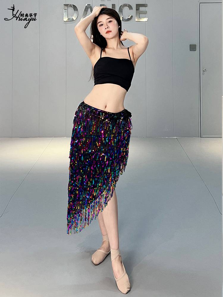 Belly dance waist chain hip scarf sequins, stall scarf wrap skirt Simi heavy workers inspire performances to serve waist jewelry, practice girls
