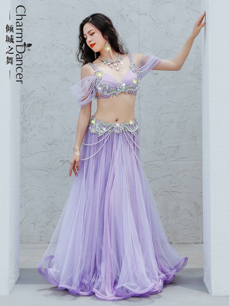 Qingcheng Dance 2024 New Belly Dance Performance Service Fairy Double Layer Skirt POPSONG Competition Performance Services