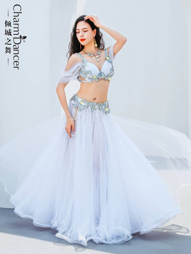 Qingcheng Dance 2024 New Belly Dance Performance Service Fairy Double Layer Skirt POPSONG Competition Performance Services