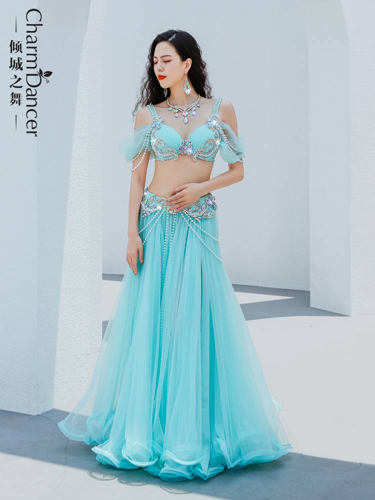 Qingcheng Dance 2024 New Belly Dance Performance Service Fairy Double Layer Skirt POPSONG Competition Performance Services