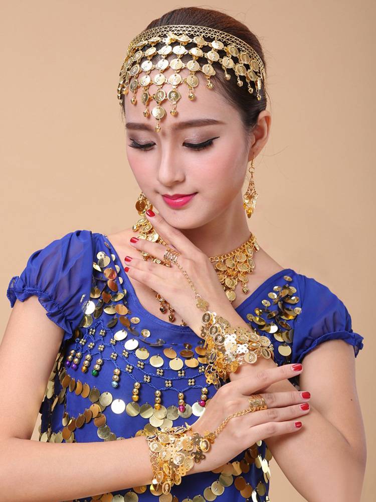 Belly Dance Indian Dance Dance Performance Handwear Ring Bracelet Necklace Foreign Card Earrings Ling Ring Bracelet