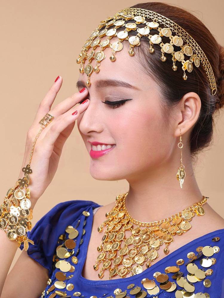 Belly Dance Indian Dance Dance Performance Handwear Ring Bracelet Necklace Foreign Card Earrings Ling Ring Bracelet