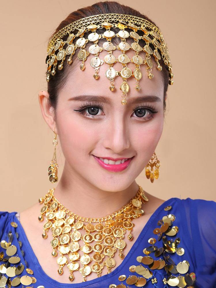 Belly Dance Indian Dance Dance Performance Handwear Ring Bracelet Necklace Foreign Card Earrings Ling Ring Bracelet