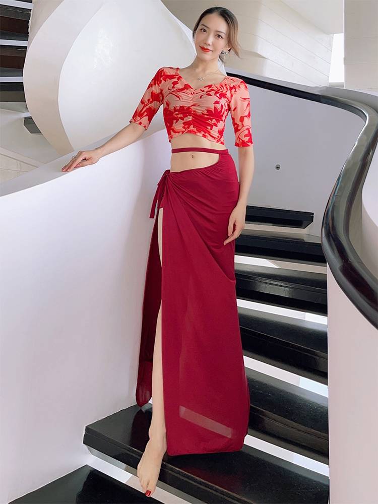 Belly Dance 2024 Spring / Summer New Gongxun Sexual Fairy Long Skirt Set Oriental Dance Watch Performance Service