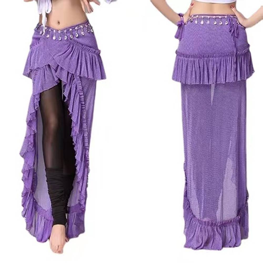 2022 New Bar Belly Dance Oriental Dance Performance Hop Turban Skirt Big Drown Boiler Skirt Purple Roland