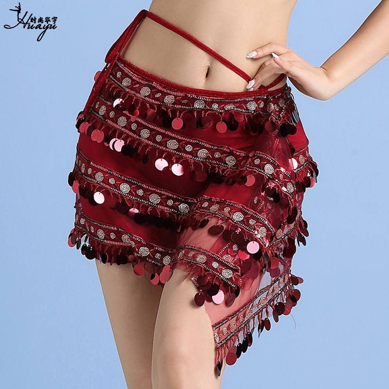 Belly Dance Box Skin sexy sequins hip -hip skirt, one piece of strap skirt, Oriental Dance Dance Wind Dressing Clothing