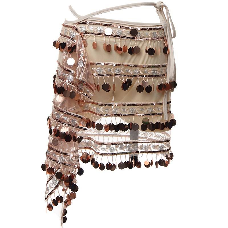 Belly Dance Box Skin sexy sequins hip -hip skirt, one piece of strap skirt, Oriental Dance Dance Wind Dressing Clothing