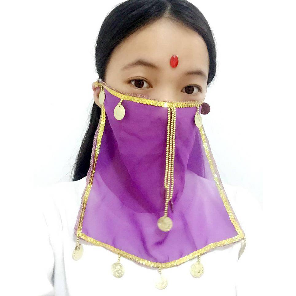 Belly dance noodle gauze Indian dance performance showing fabrics and props, belly dance accessories chiffon hanging coin scarf noodles