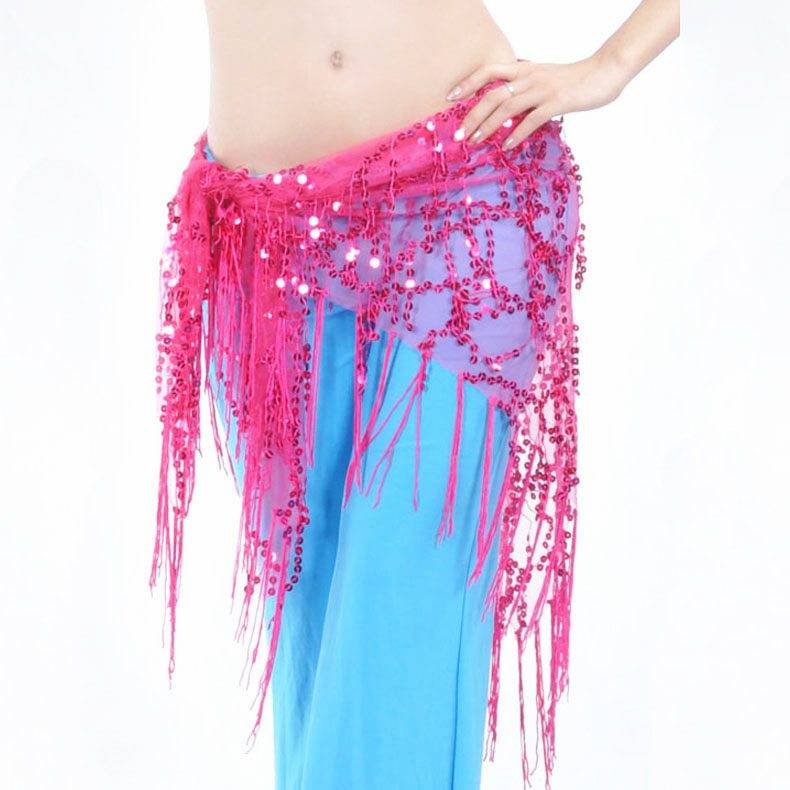 Belly dance waist chain sequins triangular scarf new Oriental dance hip scarf beginner versatile practice service Li Su waist scarf