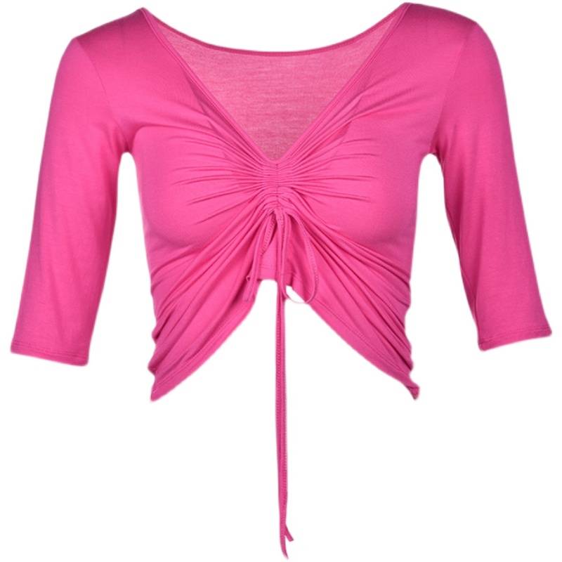 Belly dance top 2024 new practice service Modal upper dance dance clothes medium sleeve sexy covered belly summer girl