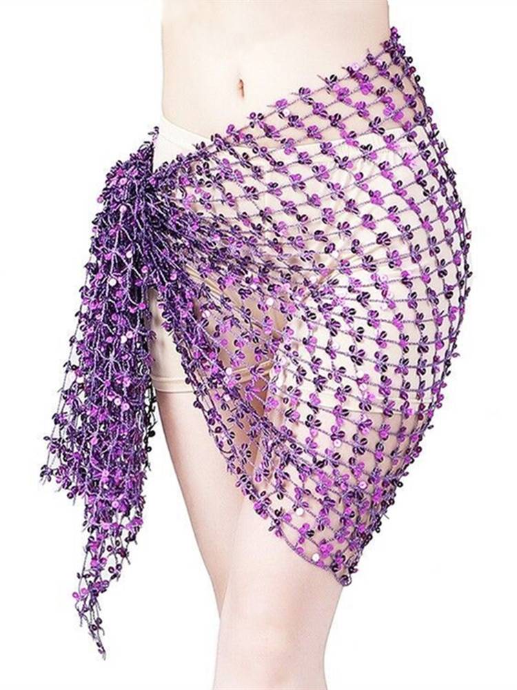 Belly dance waist chain water velvet squares sequins dance dance hip scarf waist seal hollow performance waist skirt performance flash long belt