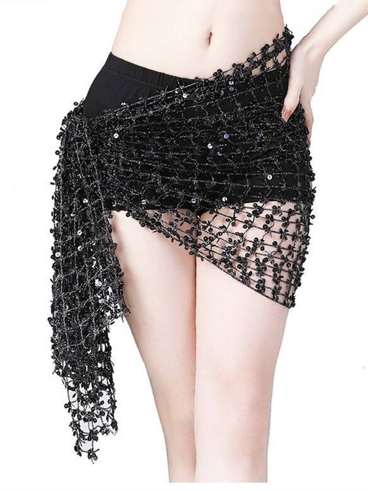 Belly dance waist chain water velvet squares sequins dance dance hip scarf waist seal hollow performance waist skirt performance flash long belt
