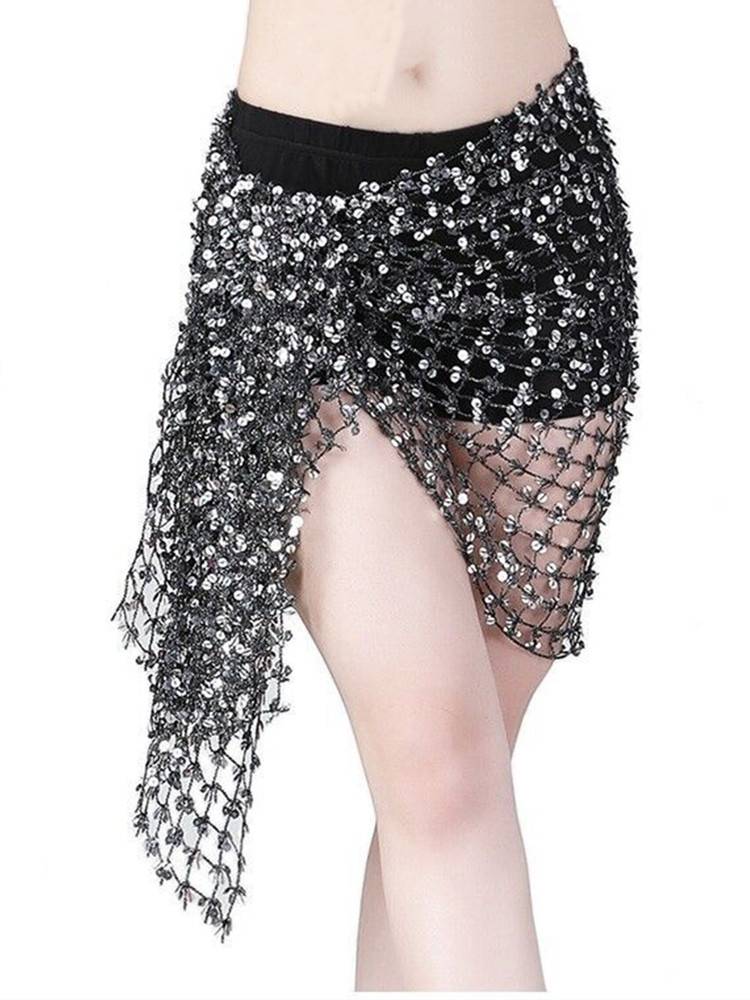 Belly dance waist chain water velvet squares sequins dance dance hip scarf waist seal hollow performance waist skirt performance flash long belt