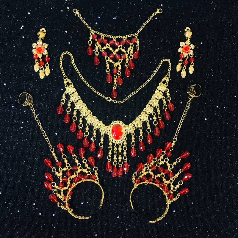 New Indian dance accessories stage table performance jewelry belly dance necklaces ear jewelry bracelet suite