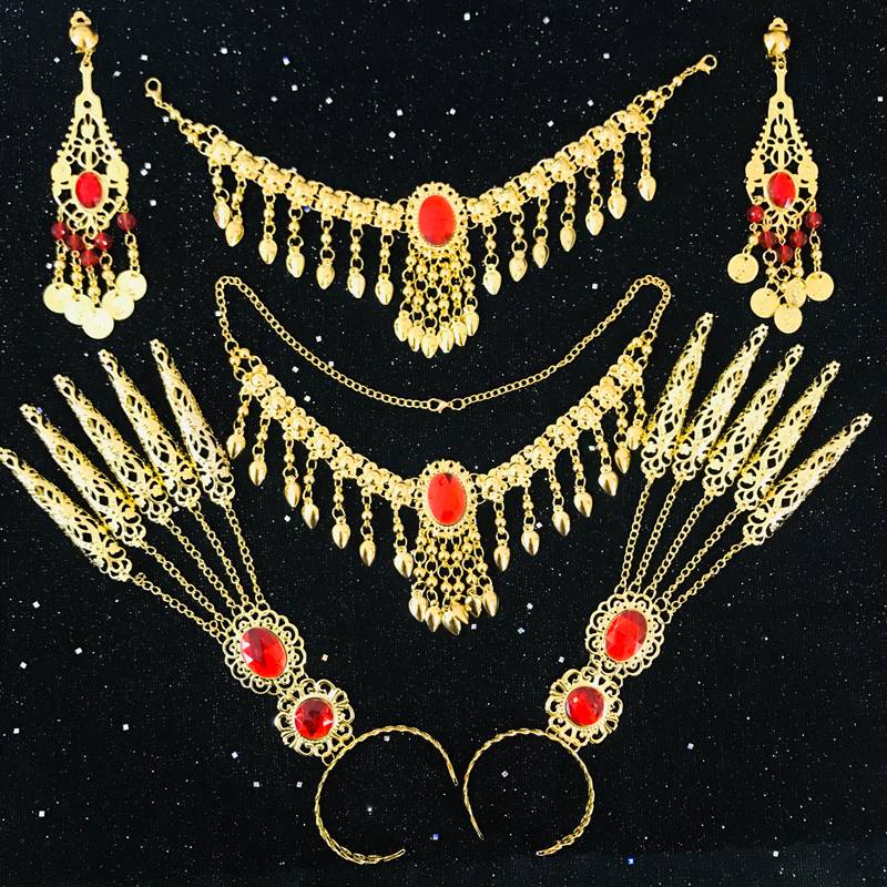 New Indian dance accessories stage table performance jewelry belly dance necklaces ear jewelry bracelet suite