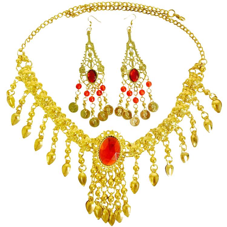 New Indian dance accessories stage table performance jewelry belly dance necklaces ear jewelry bracelet suite