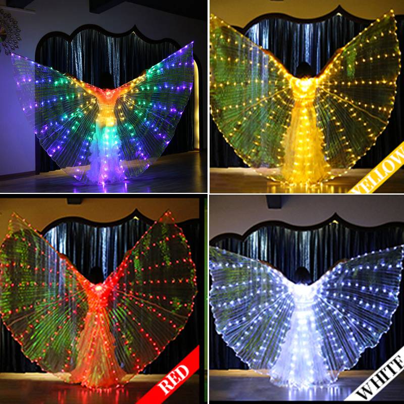 LED light -emitting butterfly colorful wings five -color dancing performance performance light props fluorescent belly dance cloak