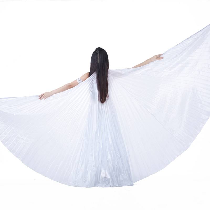 Dancer belly dance real silk wing monochrome belly dance color wings belly dance gold -wing stage props to send wooden sticks