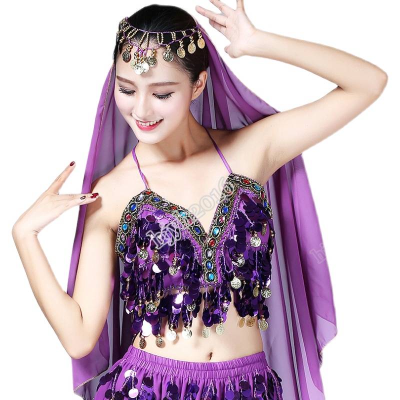 New belly dance sequins, bra, jacket, Indian dance watch, performance dance clothing sexy top adult and daughter