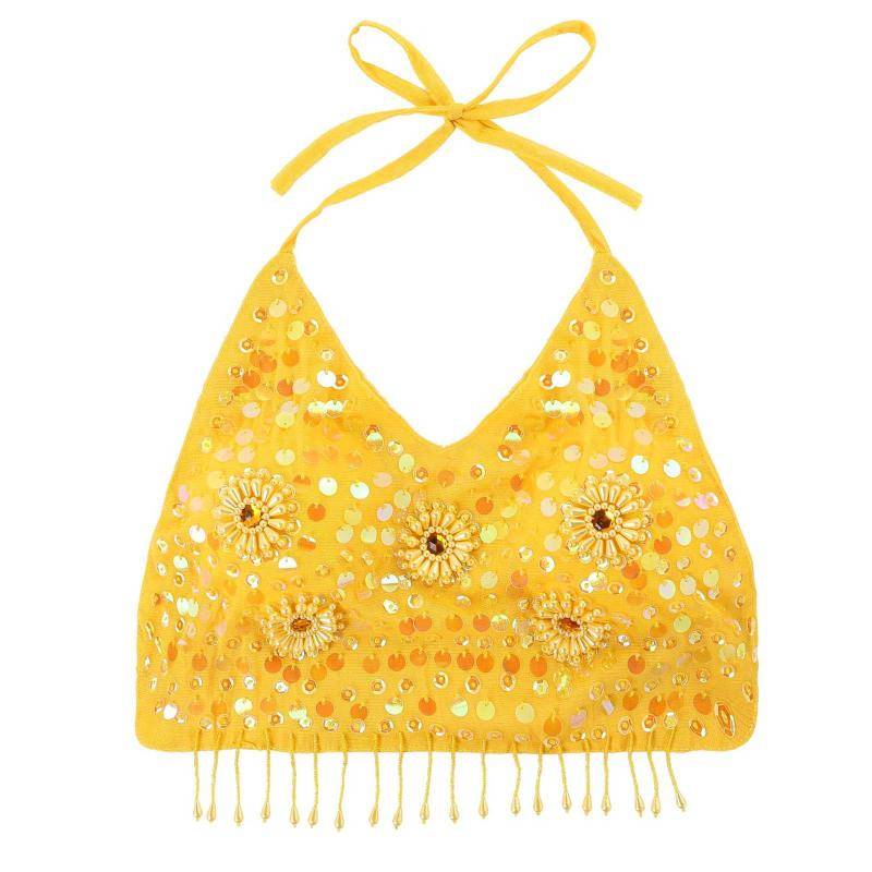 Belly Dance Top Oriental Dance Handmade Pearl Embroidery Dance Performance Series Bring Sequenant Stage Bellydance