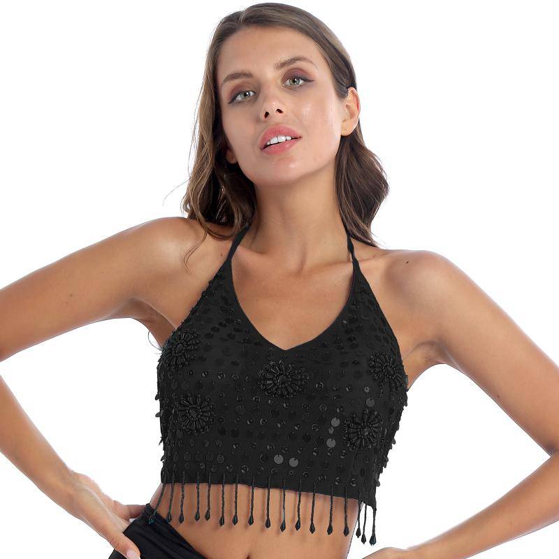 Belly Dance Top Oriental Dance Handmade Pearl Embroidery Dance Performance Series Bring Sequenant Stage Bellydance