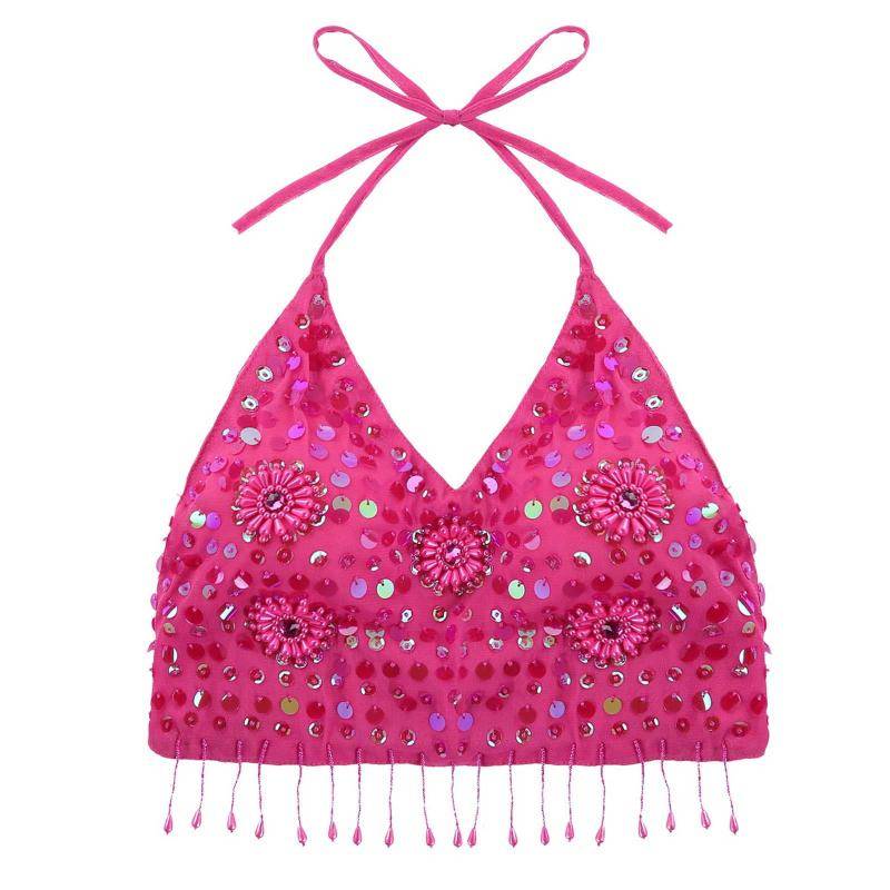 Belly Dance Top Oriental Dance Handmade Pearl Embroidery Dance Performance Series Bring Sequenant Stage Bellydance