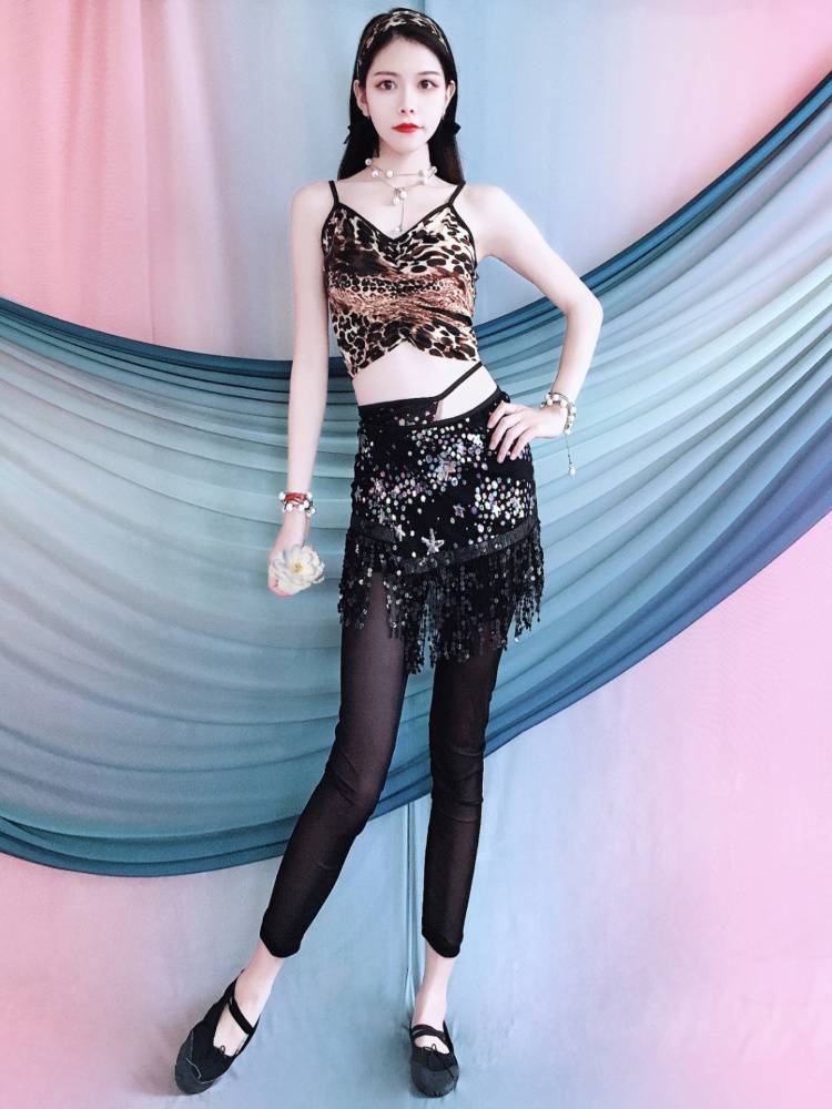 Baiya Qianhui belly dance new hollow yoga dance exercise clothes Oriental dance belly belly tie pants performance clothing