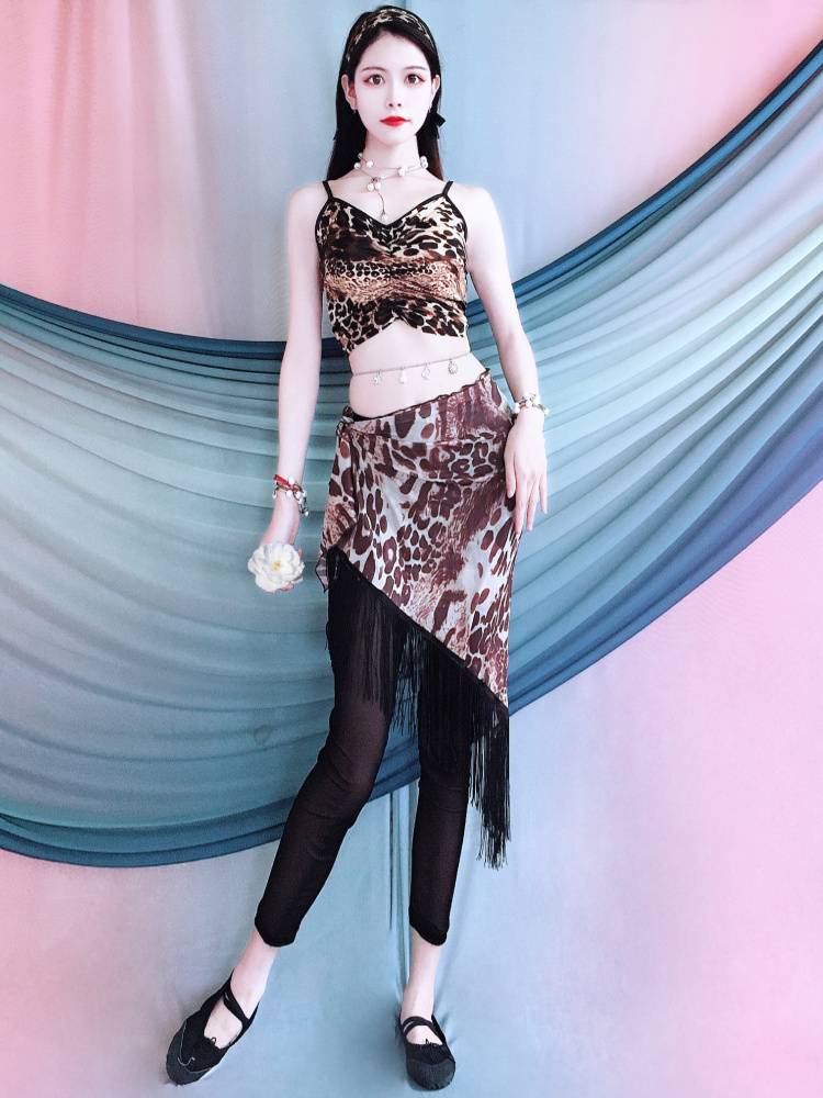 Baiya Qianhui belly dance new hollow yoga dance exercise clothes Oriental dance belly belly tie pants performance clothing