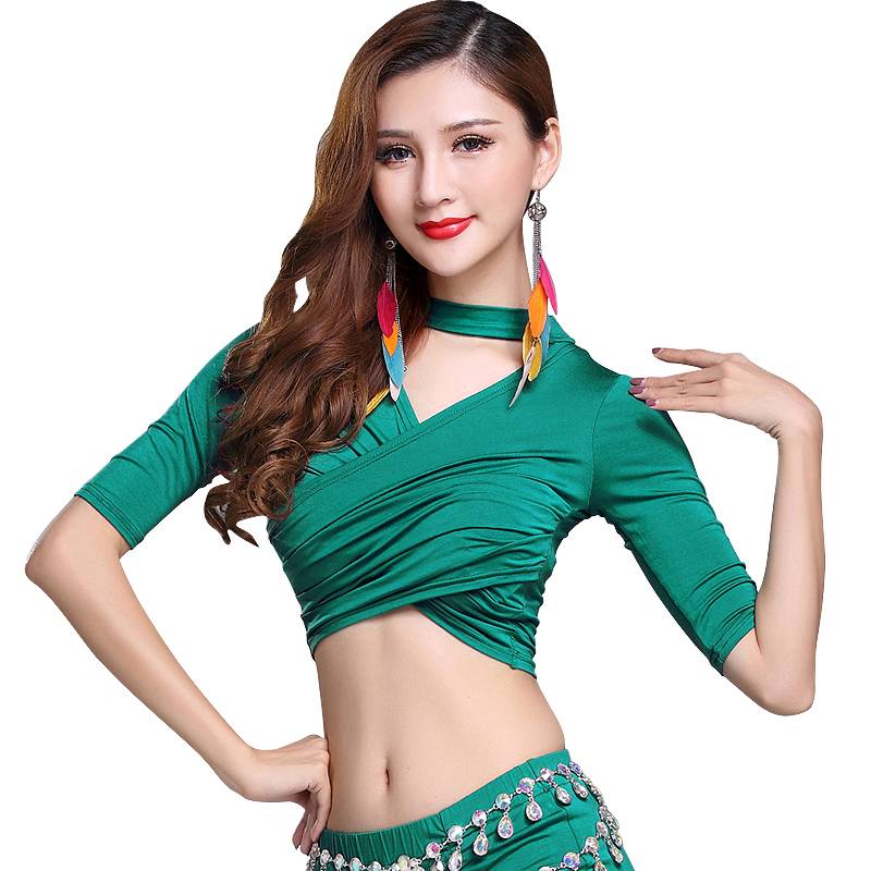 Broken code clearance belly dance top new exercise server belly dance on the upper short sleeve top