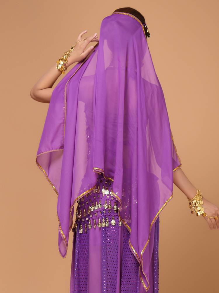 New Indian dance jewelry belly dance performance head jewelry napkin jewelry jewelry, gold -border hanging coin veil, Xinjiang dance headscarf