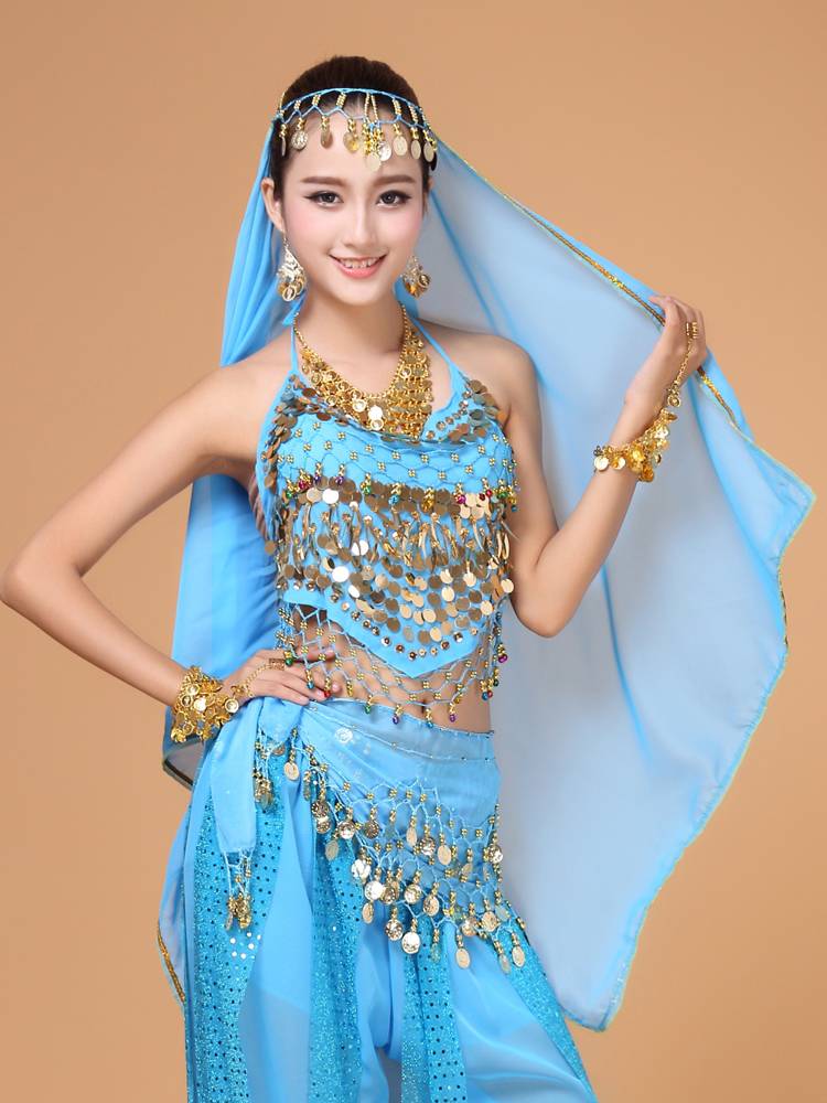 New Indian dance jewelry belly dance performance head jewelry napkin jewelry jewelry, gold -border hanging coin veil, Xinjiang dance headscarf