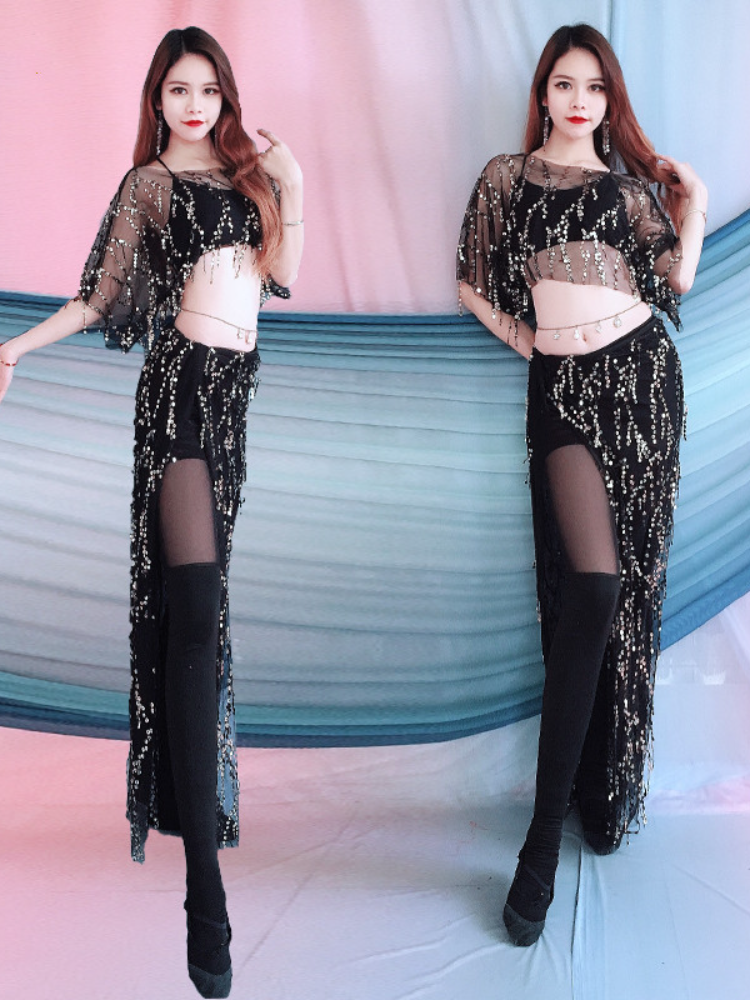 Baiya Qianhui Belly Dance Service Spring New Practice Server Pearl Flower Set Performance Stage Performance Service
