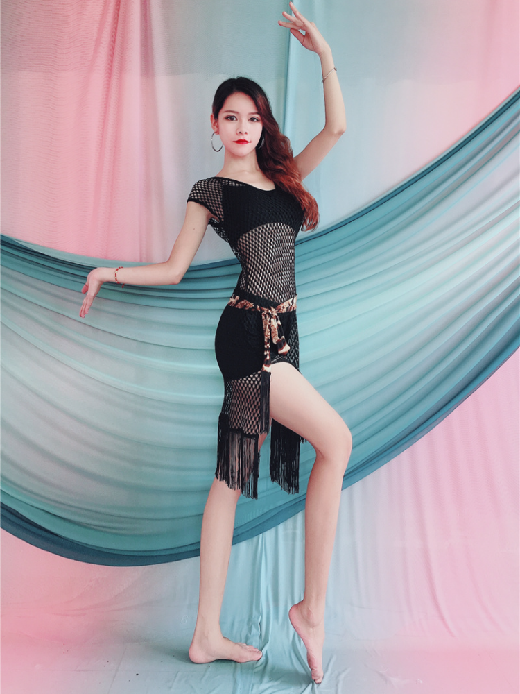 Baiya Qianhui Belly Dance 2024 Black Hollow Suspu Dress Set Belly Dance Belly Dance Performance Service