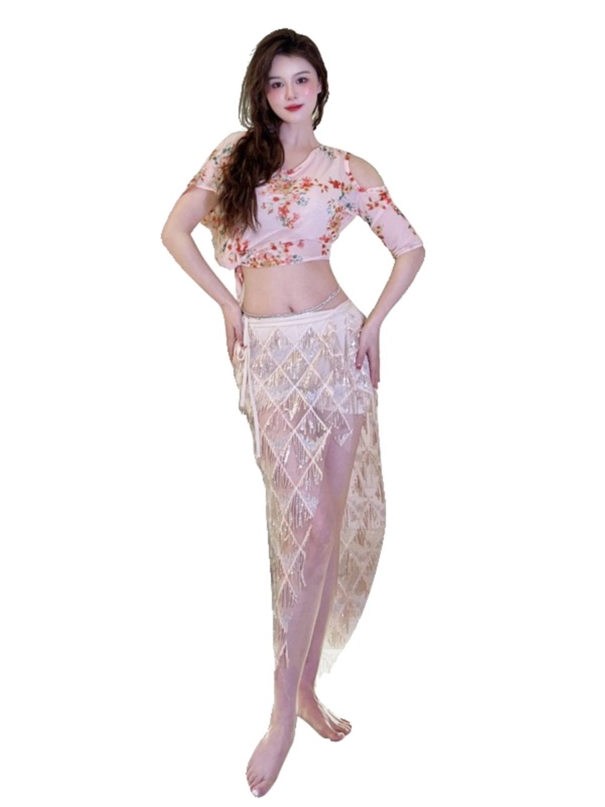 Belly dance practice service high -end set Oriental dance junior scholar big size performance service Indian dance open hip hip towel skirt