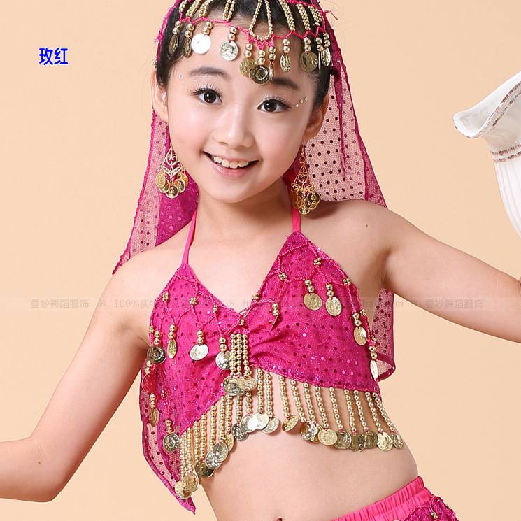 New children's belly dance clothing practice children Indian dance performances show children chili bellyband top