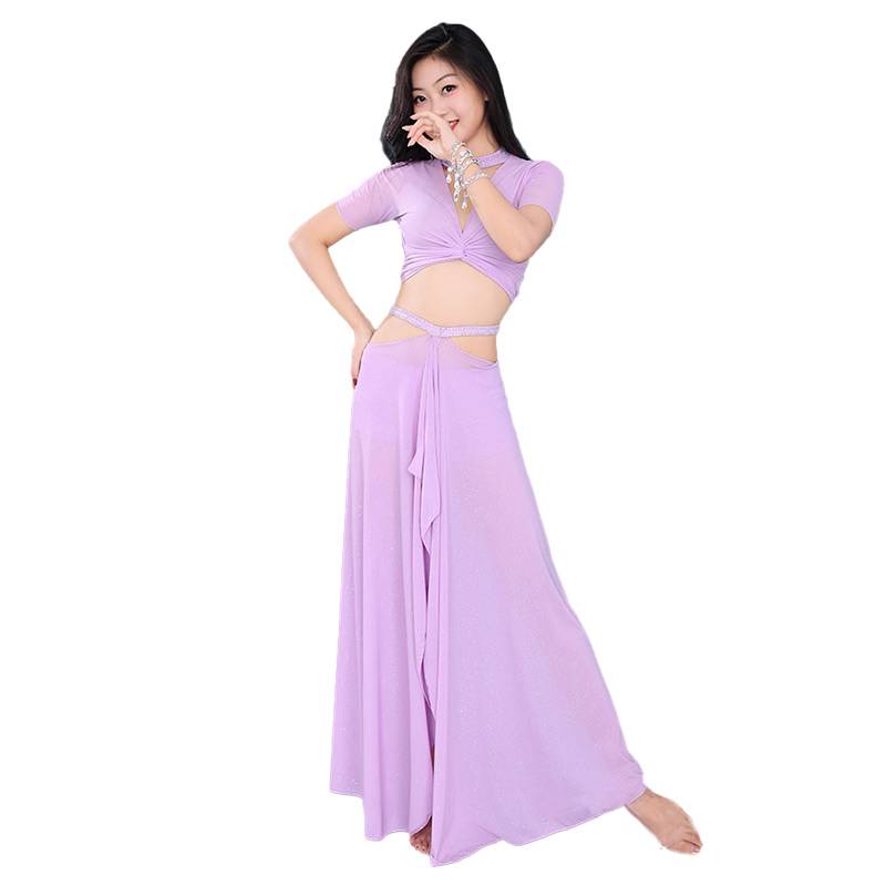 Belly dance clothing practice suit set 2024 spring and summer new elegant water yarn oriental dance service adult children